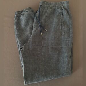 Athleta Retreat 100% Linen Jogger Blue Women's Sz 10 Resort wear Beach Nautical